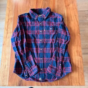 Buffalo Jackson Men's Navy Blue/Red Plaid Long Sleeve Button Up Shirt Size M